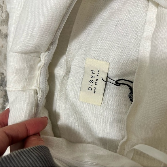 DISSH Aisle Bow Linen Dress Solid White Mini Style Strapless Size 12 US Women’s - Picture 9 of 11